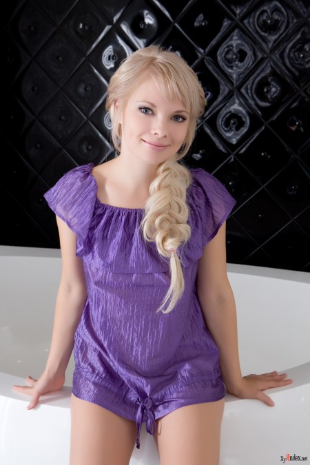 Feona F In a purple dress