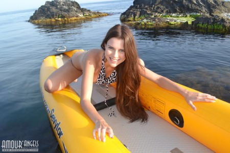 In an inflatable boat