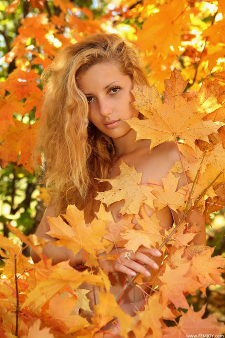 Фото голой девушки: Золотая осень