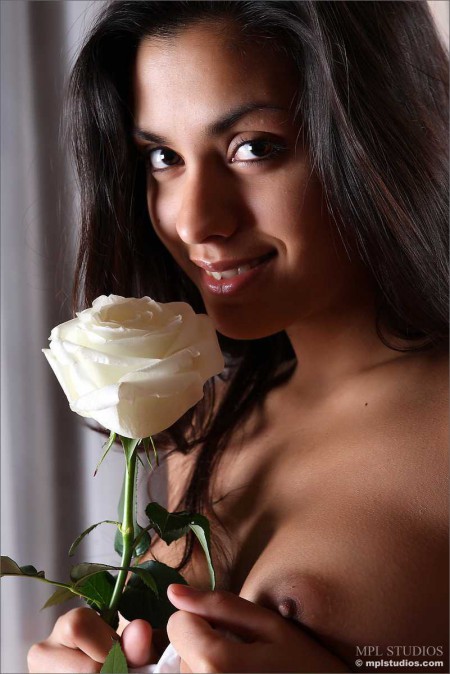 With a white rose