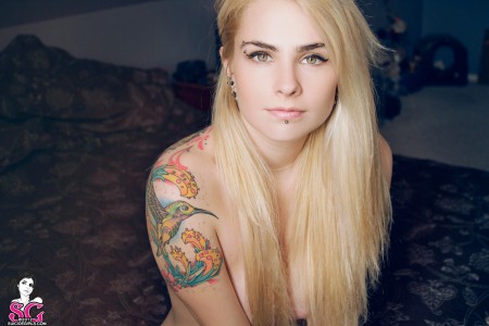 Фото голой девушки: All We Need Is Love, блондинка, татуированные